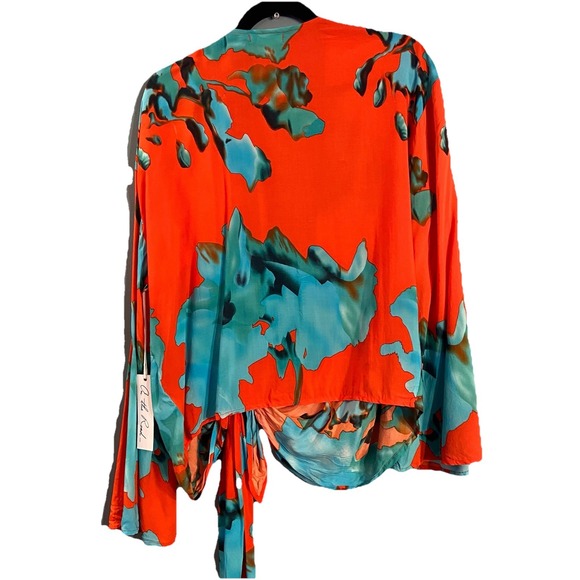 On The Road Red and Teal Crop Top - Picture 6 of 8